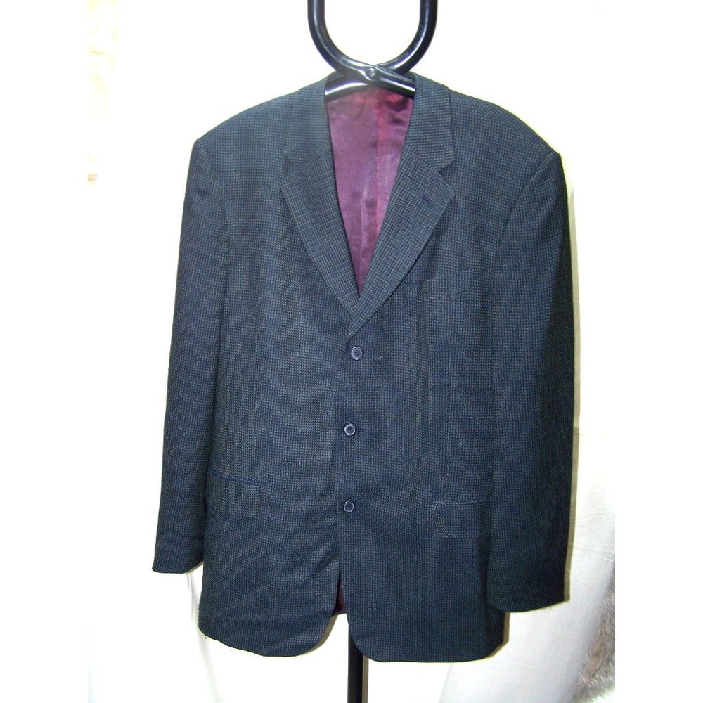 Vintage Emanuel Ungaro BLazer Men's Navy Weave XL Covarra Wool
